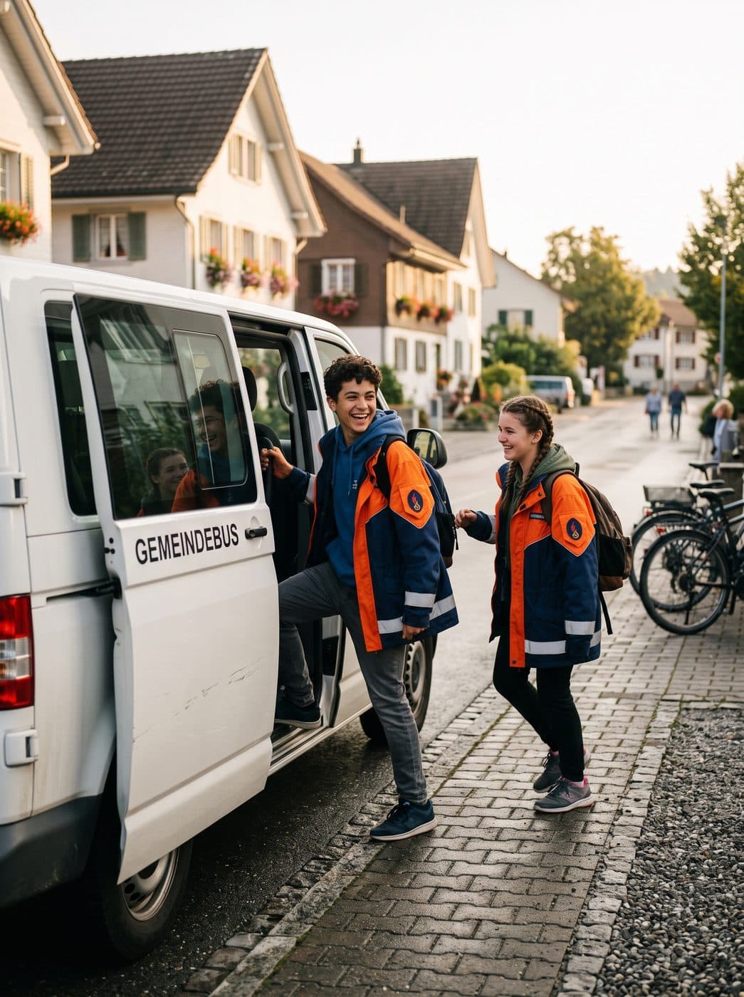 Jugendliche steigen in den Fahrdienst zur Übung